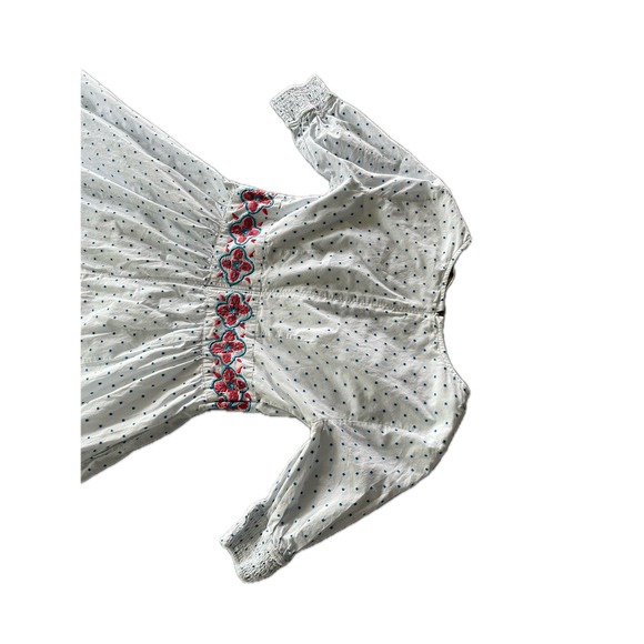 Wayward Fancies Embroidered Maxi Dress Polka Dot Long Sleeve White S/4 - Picture 9 of 10